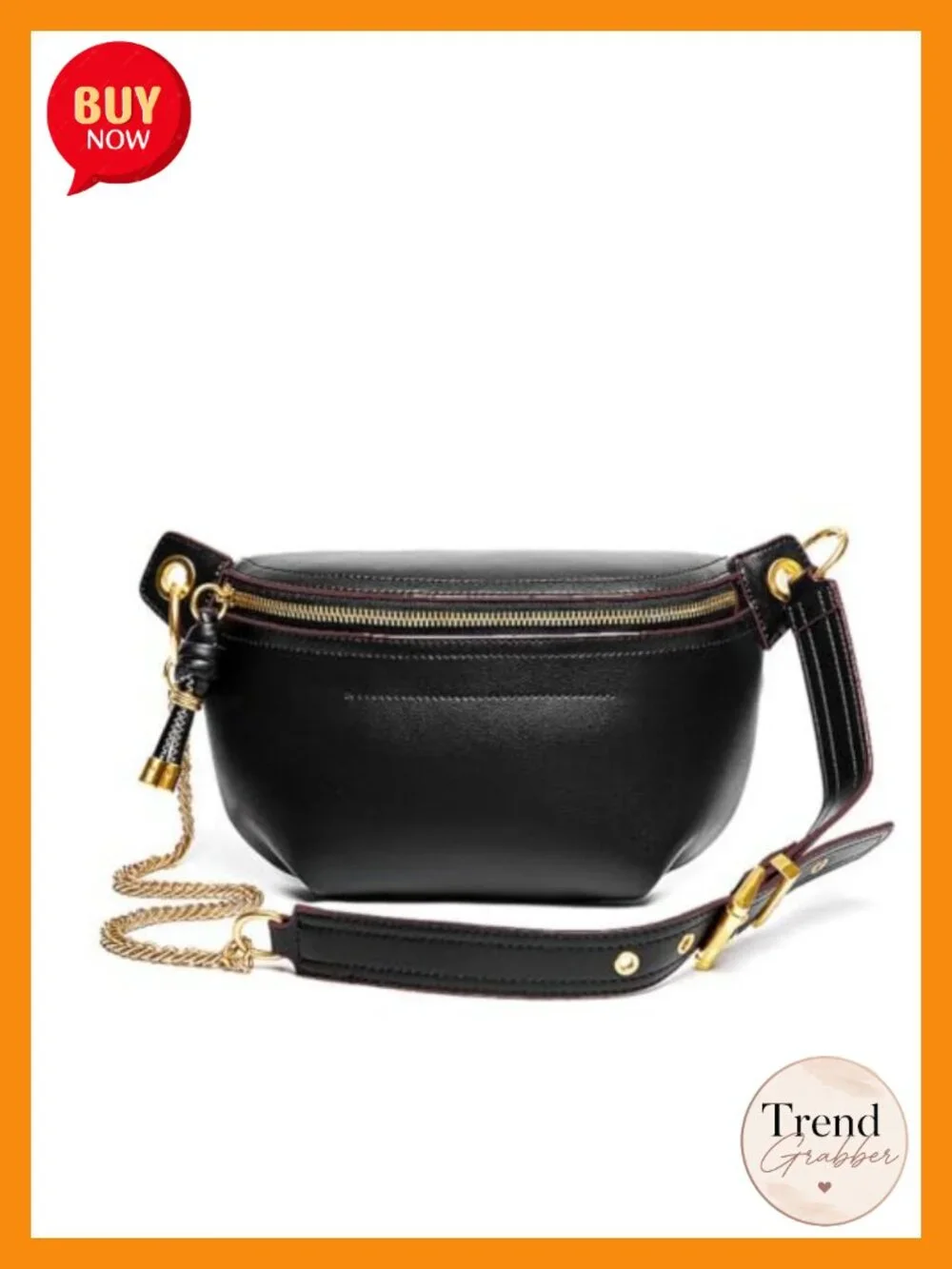 Faux Leather Crossbody Bag with Tassel | Adjustable Chain Strap | Women's